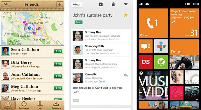 apple,Google,MicrosoftのUIを比較した図